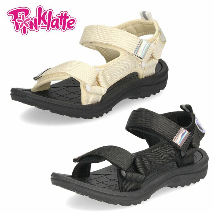 ジュニア キッズ サンダル 女の子 スポーツサンダル ブラック ベージュ 黒 2225 ガールズ シューズ ピンクラテ PINK-latte  Parade公式オンラインストア
